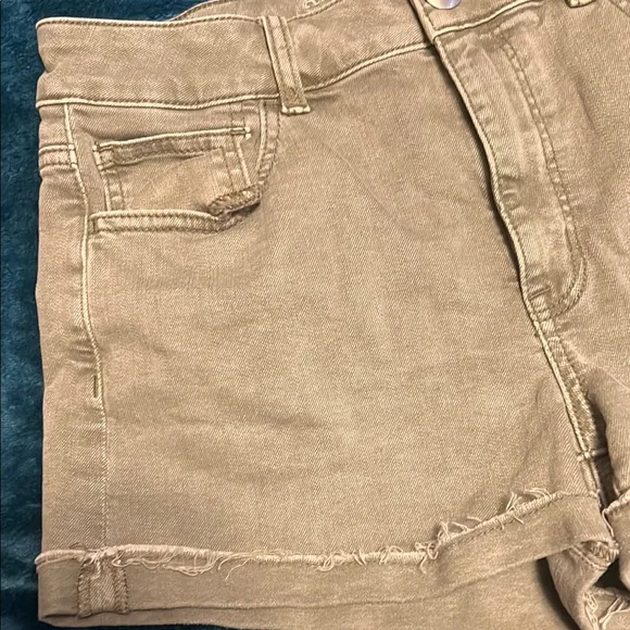 American Eagle Outfitters GREEN Hi-Rise Shortie Denim Shorts size 8 - Picture 9 of 12
